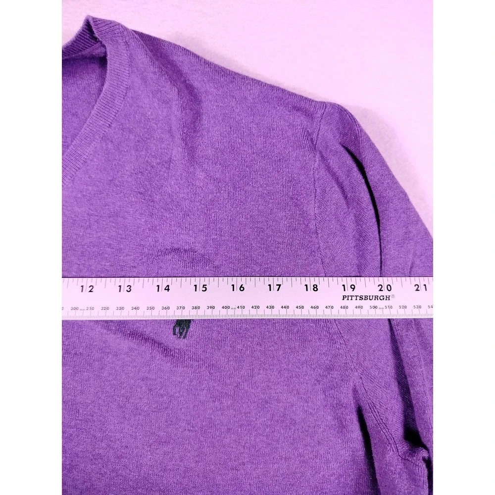 Polo Ralph Lauren Sweater Mens 2XL Purple‎ Pima Cotton V Neck Pullover Knit Pony